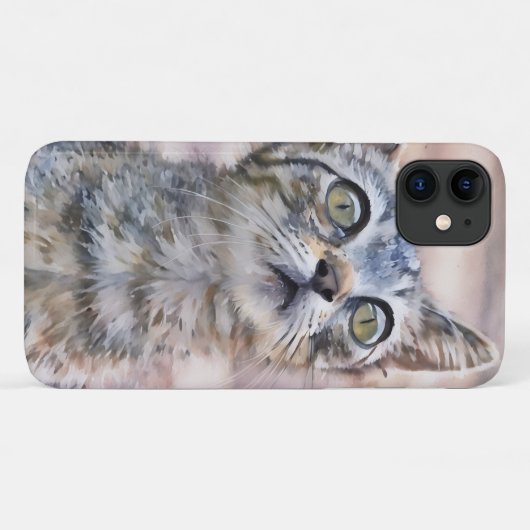 キュートグレー虎猫キットンアートフォンケース Case-Mate iPhoneケース (裏面(横))