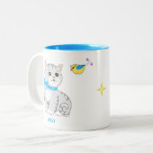 キュートグレー虎猫キティキャット&リトルバード ツートーンマグカップ (正面左)