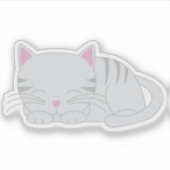 キュートグレー虎猫子猫 シール (正面)