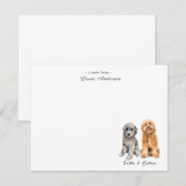 キュートグレー&ゴールデンドードルフラットノートカード サンキューカード (正面/裏面)