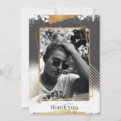 キュートグレー&金ゴールド額卒業サンキューカード 招待状 (正面)