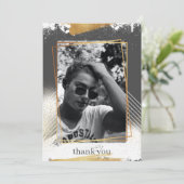 キュートグレー&金ゴールド額卒業サンキューカード 招待状 (スタンド正面)