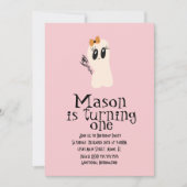 キュートグールドードルハロウィンエイジ誕生日ピンク 招待状 (正面)