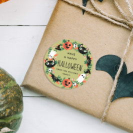 キュートグ不気味リーンハッピーハローウィンリース ラウンドシール