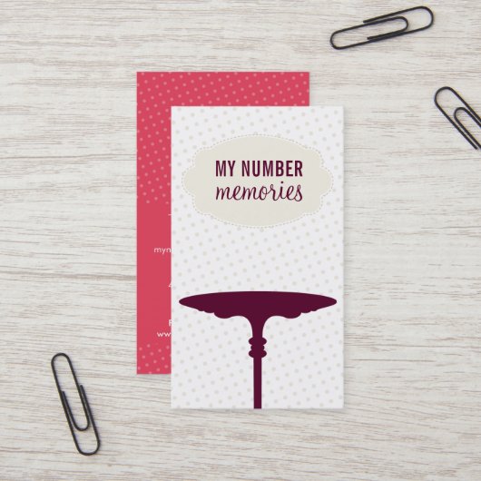 キュートケーキスタンドモダン水玉模様メロンアイボリー 名刺 (正面/裏面インサイチュ)