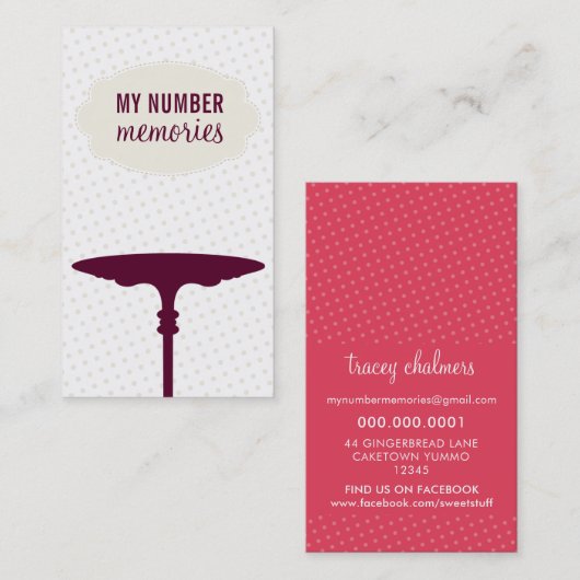 キュートケーキスタンドモダン水玉模様メロンアイボリー 名刺 (正面/裏面)