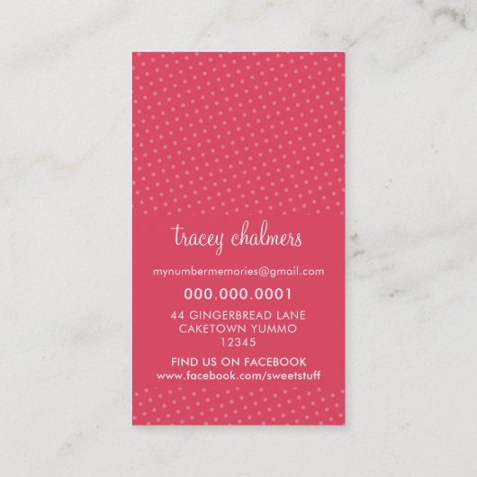 キュートケーキスタンドモダン水玉模様メロンアイボリー 名刺 (裏面)