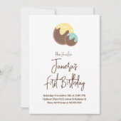 キュートケーキボールポップ・アートのファースト誕生日招待状 招待状 (正面)