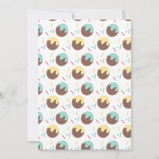 キュートケーキボールポップ・アートのファースト誕生日招待状 招待状 (裏面)