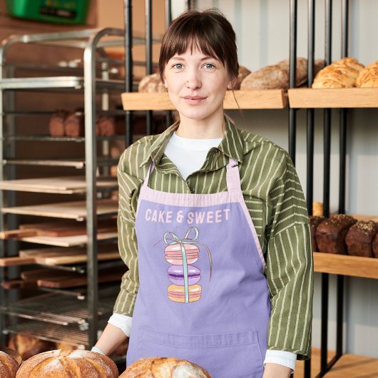 キュートケーキマカロンパティシエベーカリーパープル エプロン