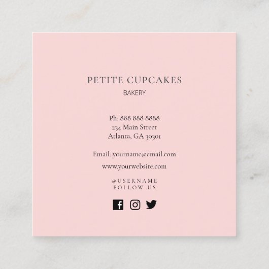 キュートケーキミキピンクベーカリーありがとう スクエア名刺 (裏面)
