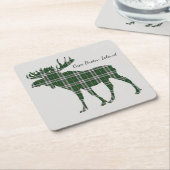 キュートケープブレトンアイランドムースタータンチェックドリンクコースター スクエアペーパーコースター (アングル)