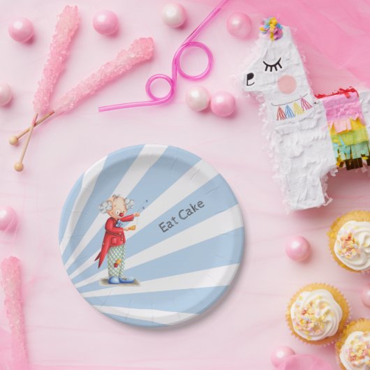 キュートケ食べーキブルー日が差すこととサーカスピエロ ペーパープレート (パーティー)