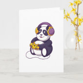 キュートゲーマーパンダゲームデザイン カード (黄色い花)