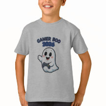 キュートゲーマー・ブー 2026 キッズハロウィンTシャツ、面白いお化け