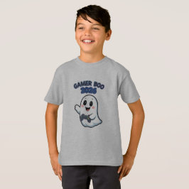 キュートゲーマー・ブー 2026 キッズハロウィンTシャツ、面白いお化け Tシャツ
