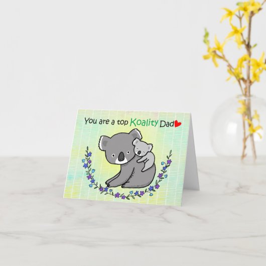 キュートコアラパパおもしろいアニマルオーストラリアの父の日 カード (黄色い花)