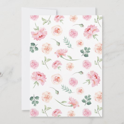 キュートコアラピンクフローラガール誕生日 招待状 (裏面)