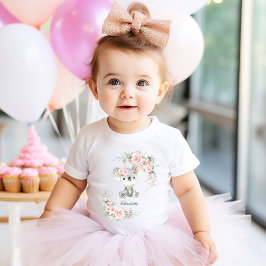 キュートコアラピンクフローラセージ緑誕生日 ベビーTシャツ