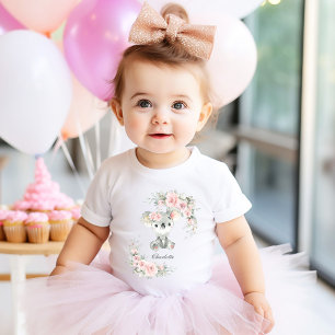 キュートコアラピンクフローラセージ緑誕生日 ベビーTシャツ