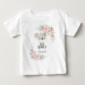 キュートコアラピンクフローラセージ緑誕生日 ベビーTシャツ (正面)