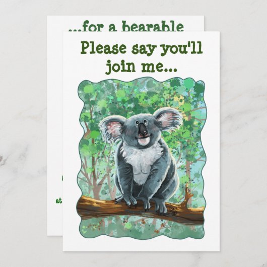 キュートコアラベアパーティーセンター 招待状 (正面/裏面)