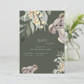 キュートコアラベアーオリーブベビーシャワー招待状 招待状 (スタンド正面)