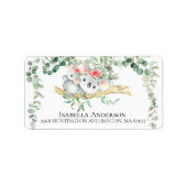 キュートコアラベアーベビーガールズシャワー住所 シール (正面)