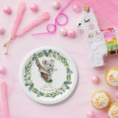 キュートコアラユーカリリースガールベビーシャワー ペーパープレート (パーティー)