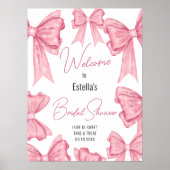 キュートコケットピンクボウブライダルシャワーウェルカムサイン ポスター (正面)