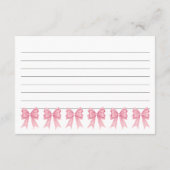 キュートコケットピンクボウブライダルシャワーレシピカード エンクロージャーカード (裏面)