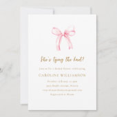 キュートコケットピンクボウ結束結び目ブライダルシャワー 招待状 (正面)