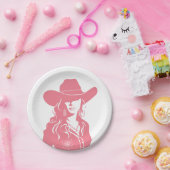 キュートコケットピンク女性のカーボーイウエスタンカントリーシック ペーパープレート (パーティー)