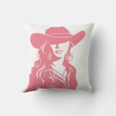 キュートコケットピンク女性のカーボーイウエスタンシック クッション (裏面)