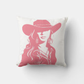 キュートコケットピンク女性のカーボーイウエスタンシック クッション (正面)