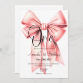 キュートコケットボウ誕生日招待状 招待状 (正面/裏面)