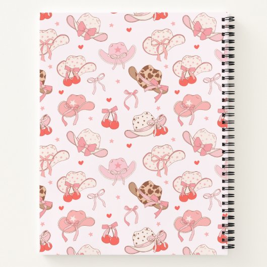 キュートコケット女性のカーボーイハットさくらんぼボウモノグラム ノートブック (裏面)