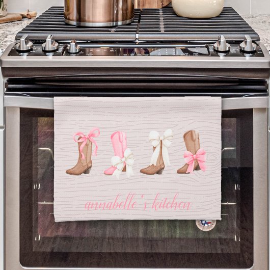 キュートコケット女性のカーボーイブーツパーソナライズされた キッチンタオル