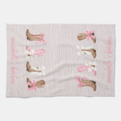 キュートコケット女性のカーボーイブーツパーソナライズされた キッチンタオル (横)