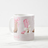 キュートコケット女性のカーボーイブーツパーソナライズされた コーヒーマグカップ (正面左)