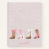 キュートコケット女性のカーボーイブーツパーソナライズされた ノートブック (正面)