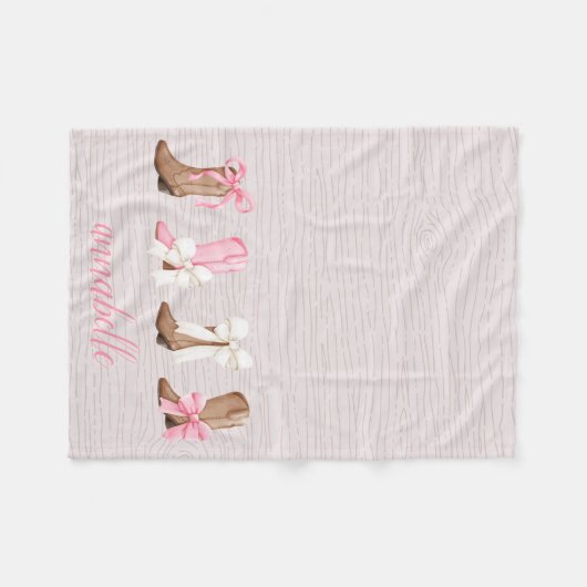 キュートコケット女性のカーボーイブーツパーソナライズされた フリースブランケット (正面(横))