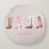 キュートコケット女性のカーボーイブーツパーソナライズされた ラウンドクッション (正面)