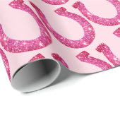 キュートコケット女性のカーボーイ馬蹄型ピンクグリッター ラッピングペーパー (ロールコーナー)