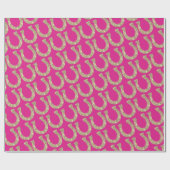 キュートコケット女性のカーボーイ馬蹄熱ピンクグリッター ラッピングペーパー (フラット)