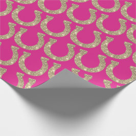 キュートコケット女性のカーボーイ馬蹄熱ピンクグリッター ラッピングペーパー