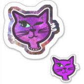 キュートコスモスパークルウィンク猫 シール (正面)