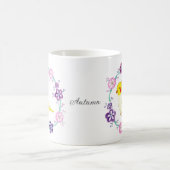 キュートコッカティエルインフラワーバードラバー名前をカスタムする コーヒーマグカップ (中央)