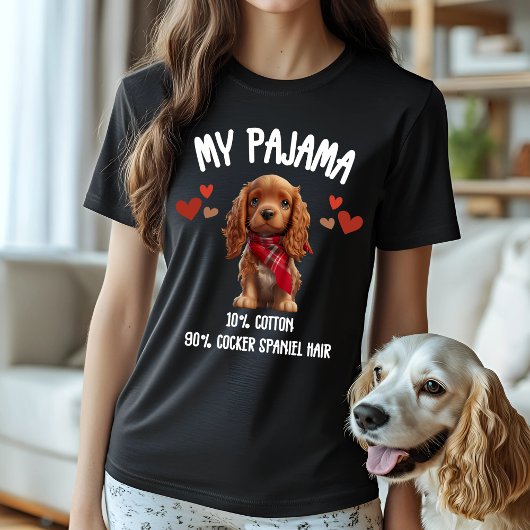 キュートコッカースパニエル犬パジャマデザインfor愛犬家 tシャツ