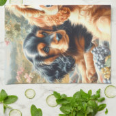 キュートコッカースパニエル犬絵画ズ キッチンタオル (折り畳み)